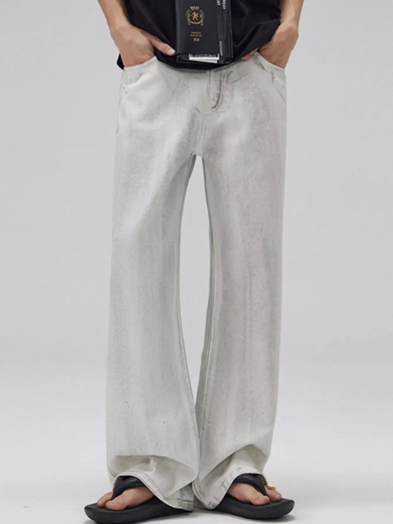 Men's Full Size Wash Wide Leg Jeans Plus Size