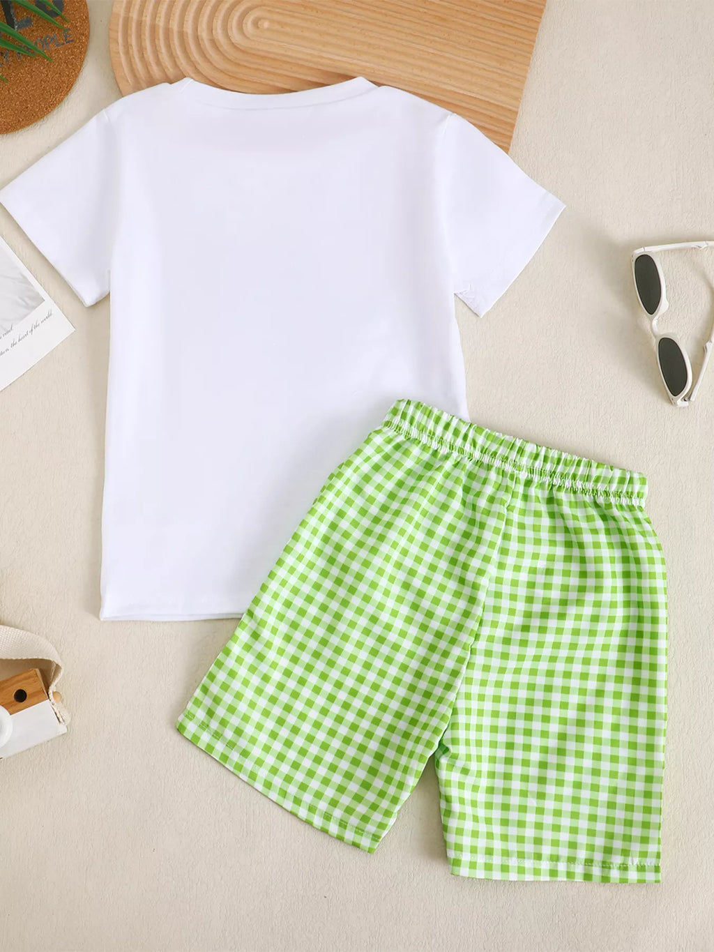 Children's Golf Cart Print T-Shirt and Gingham Shorts Set