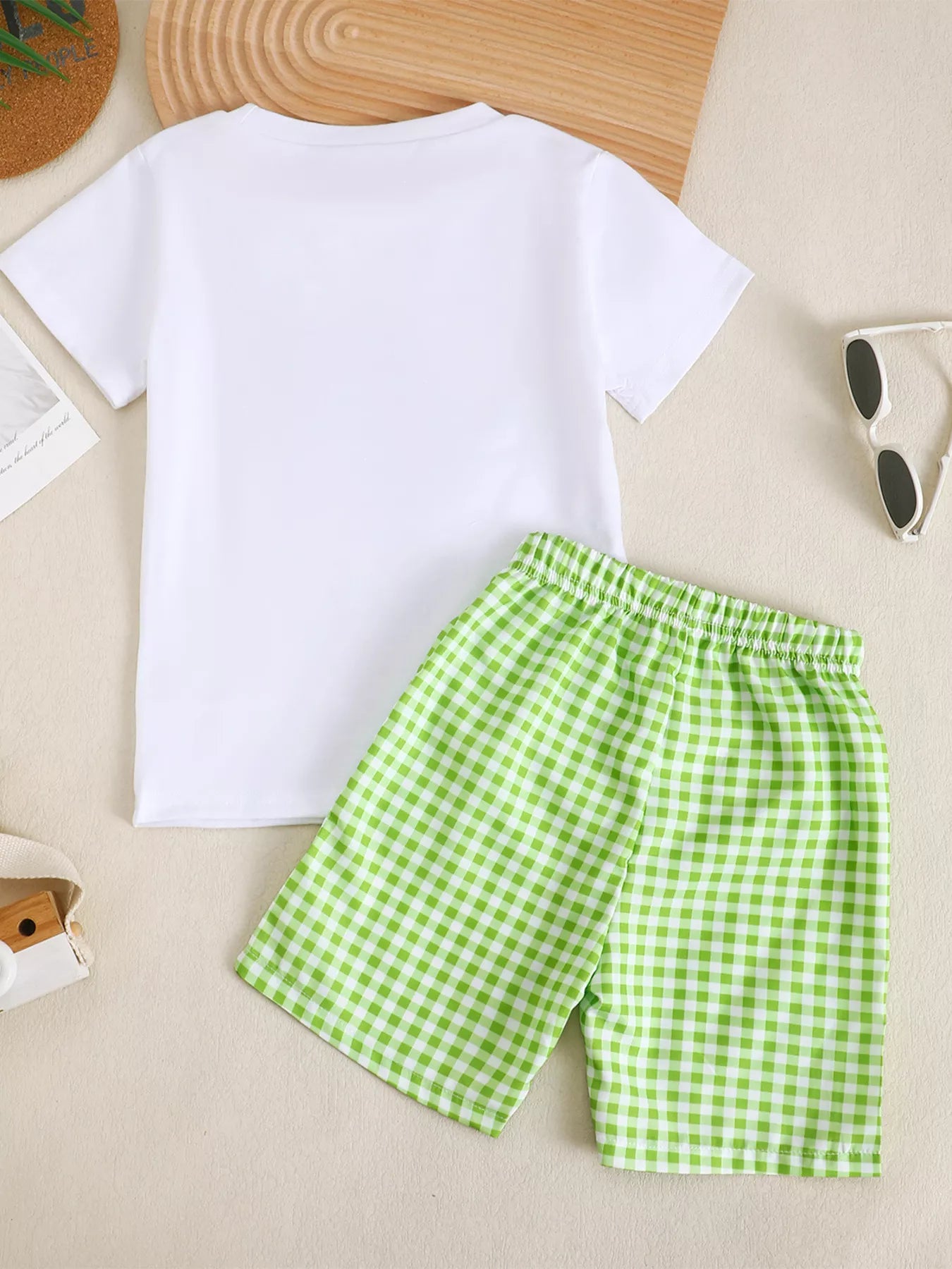 Children's Golf Cart Print T-Shirt and Gingham Shorts Set