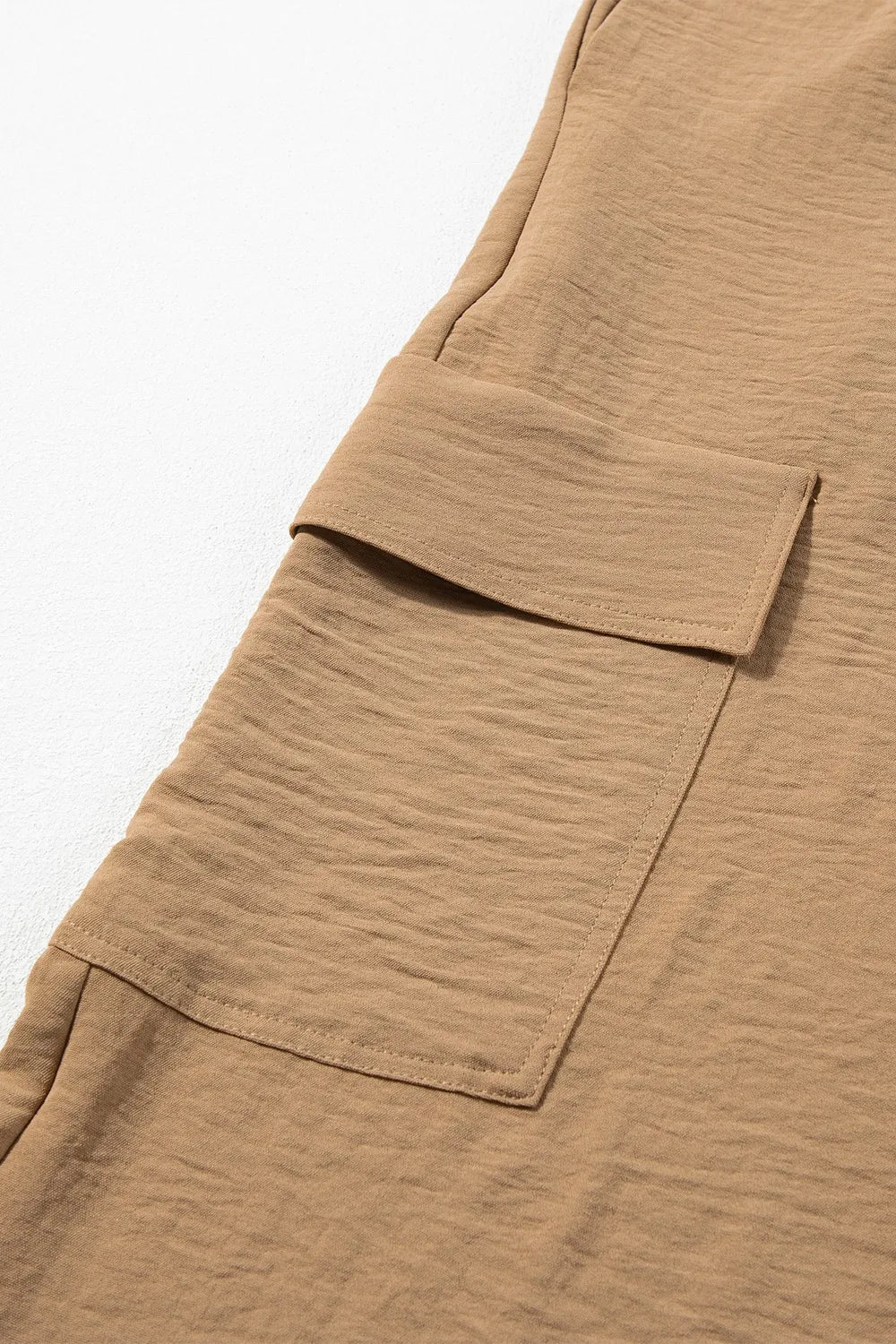 Drawstring Frilled Waist Wide Leg Utility Trousers
