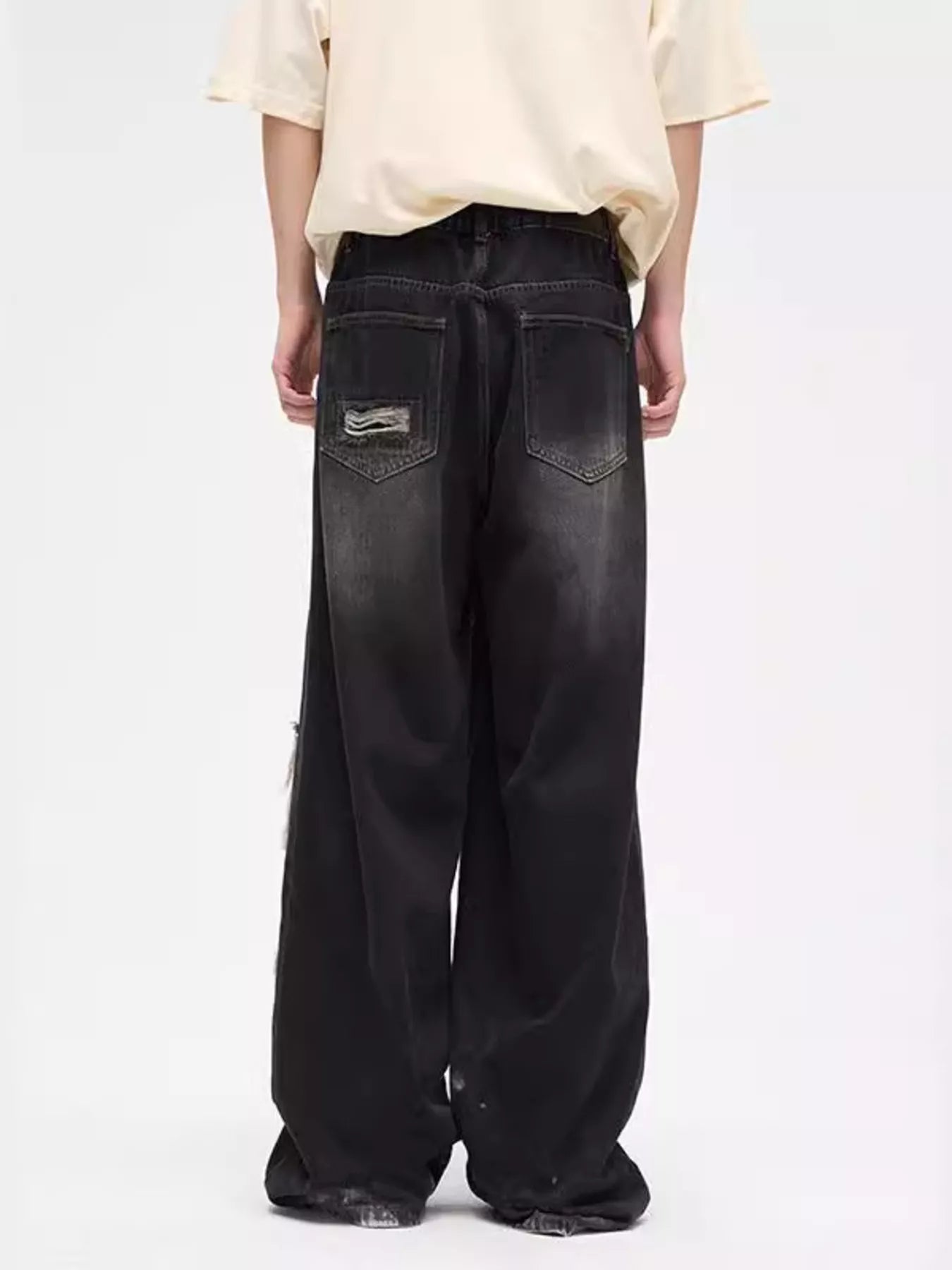 Men's Plus Size Distressed Wide Leg Jeans
