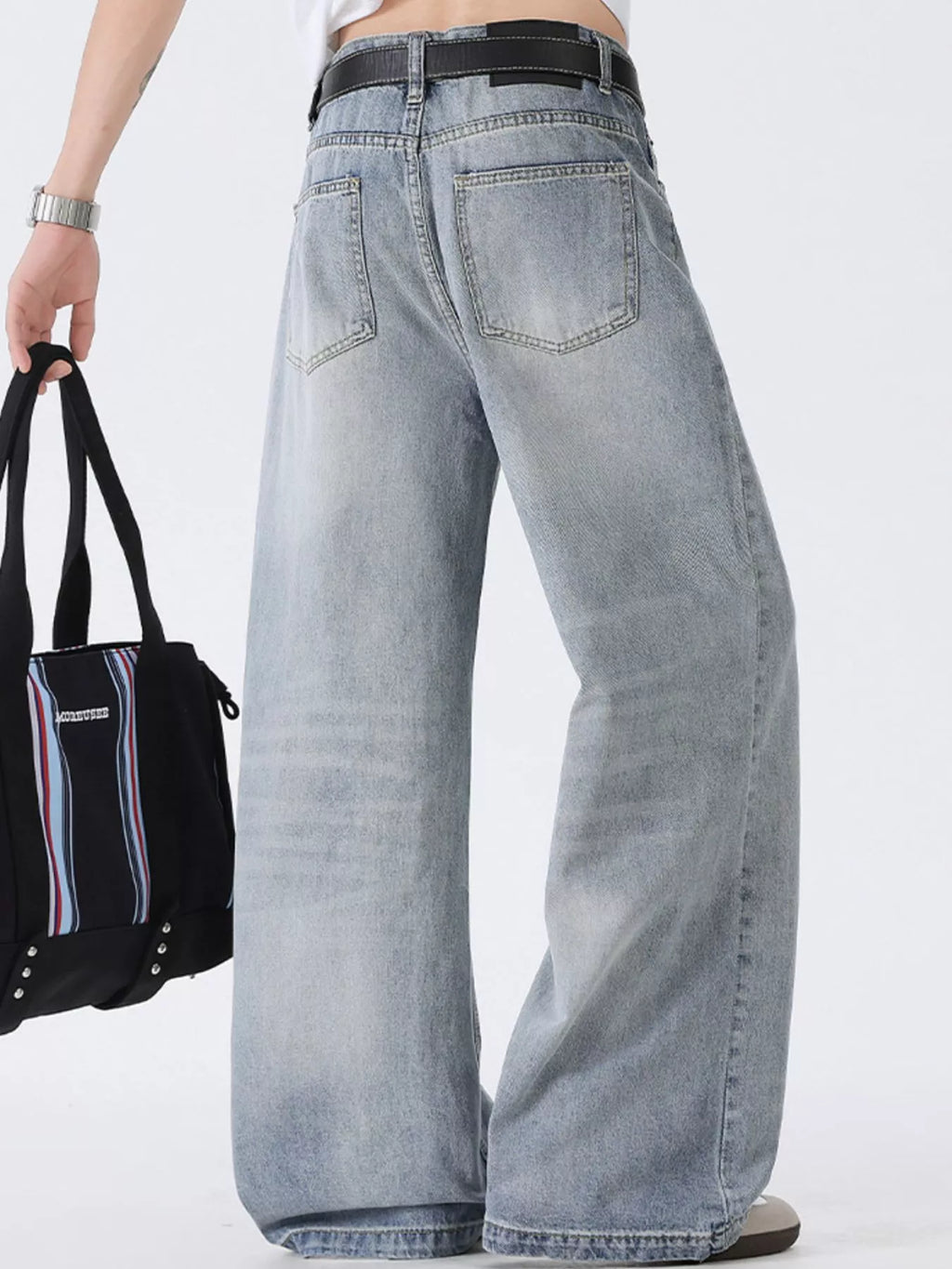 Men's Full Size Washed Wide Leg Jeans Plus Size