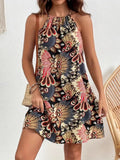 Printed Grecian Neck Mini Dress