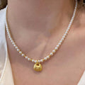 Pearl Necklace with Golden Pendant