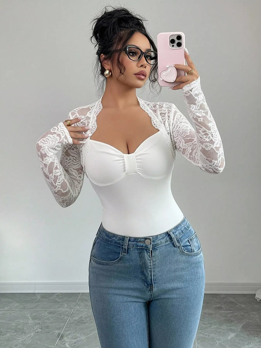 Lace Sleeve Long Sleeve T-Shirt