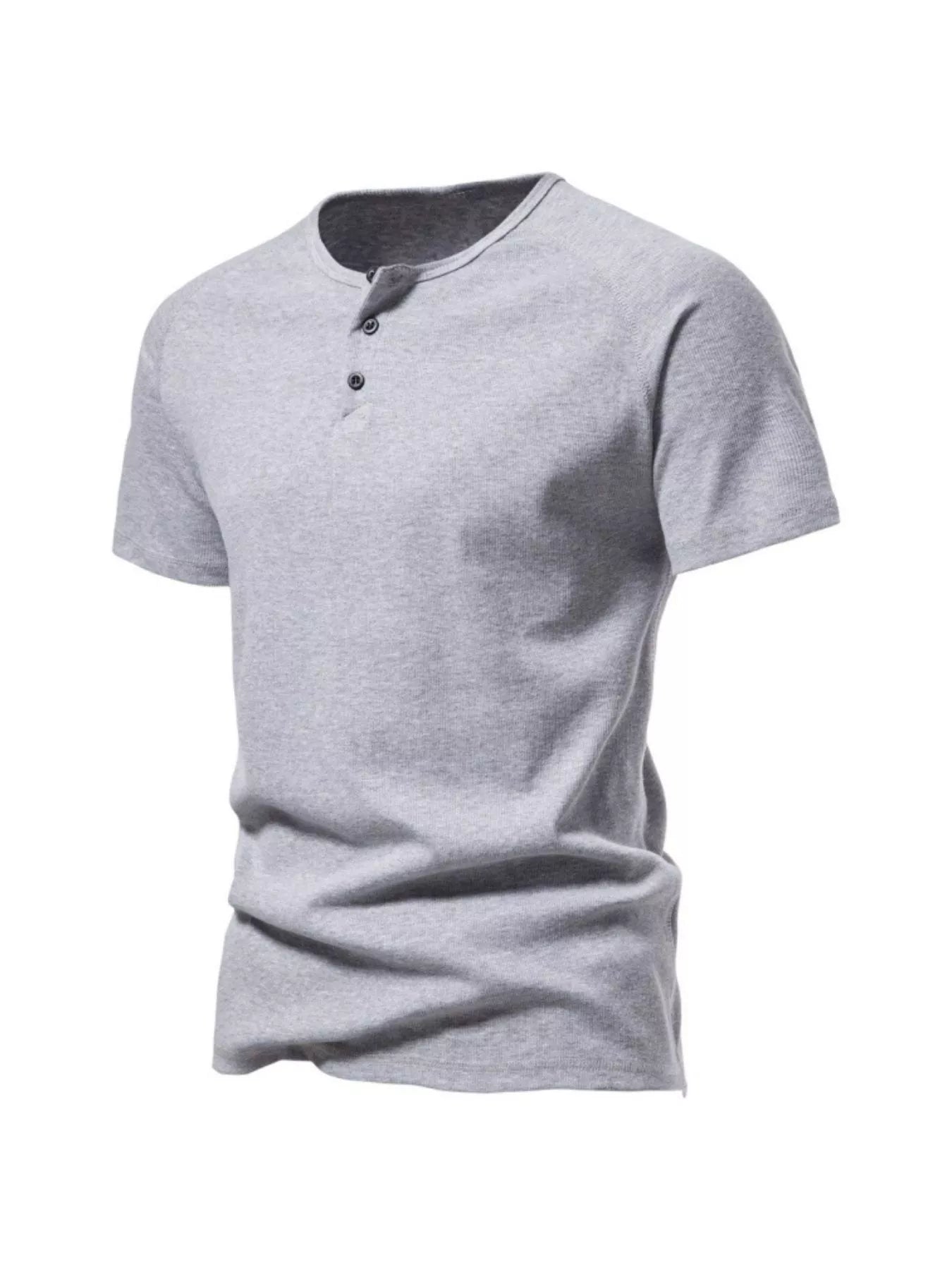 Men's Plus Size Button Detail Casual Henley T-Shirt
