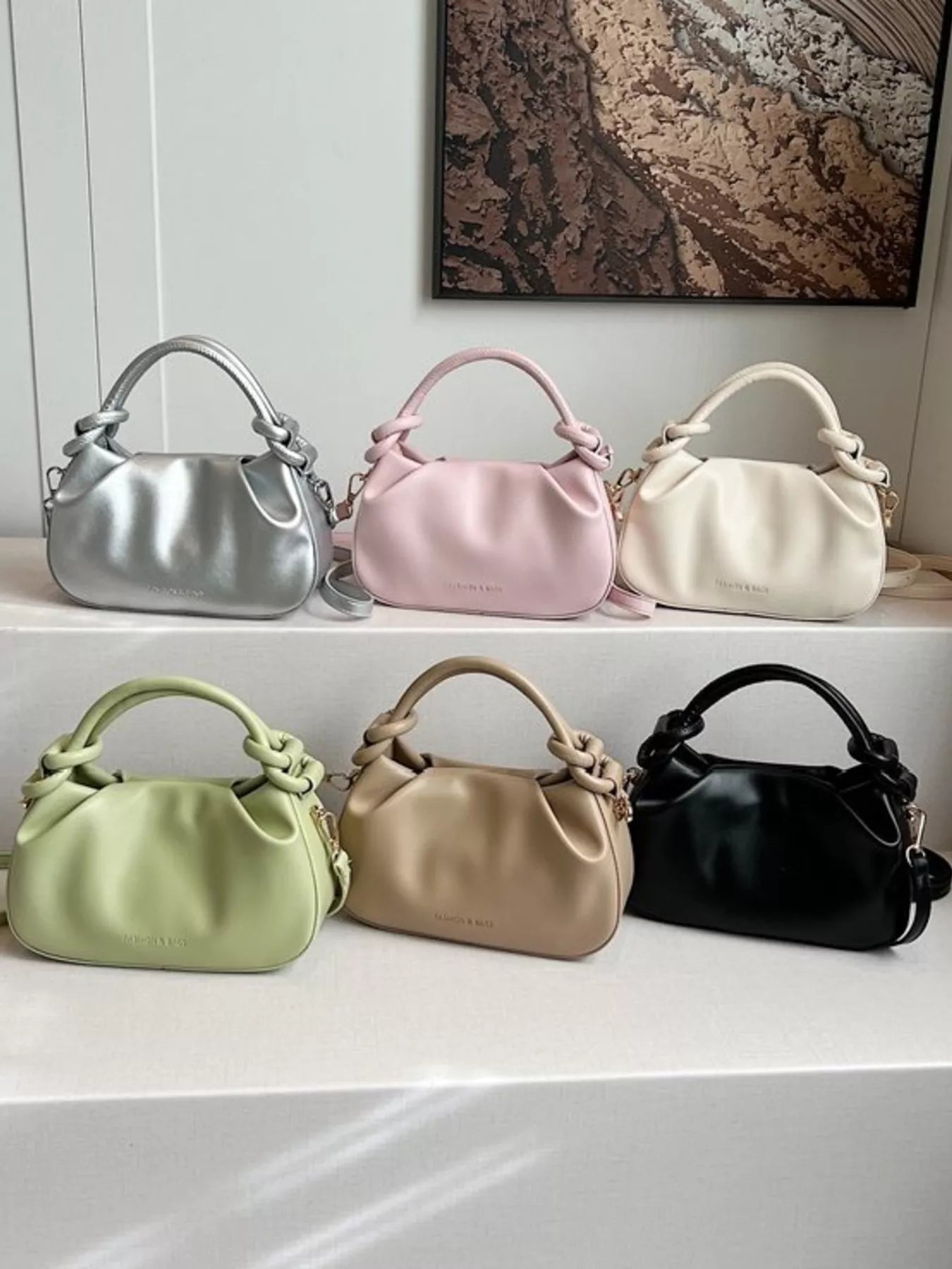 Knot Handle Ruched Crossbody Bag