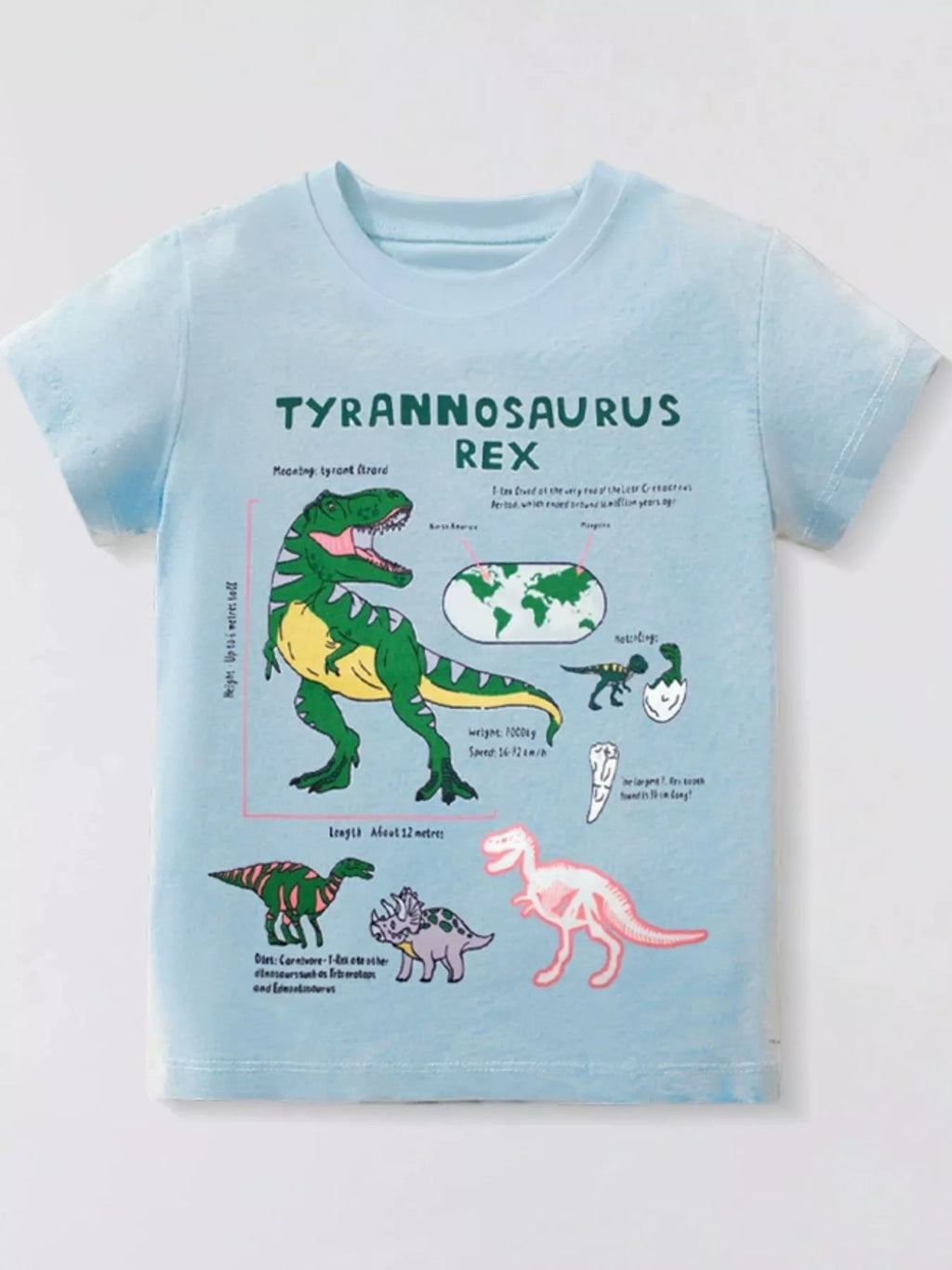 Children's Dinosaur Print Round Neck T-Shirt