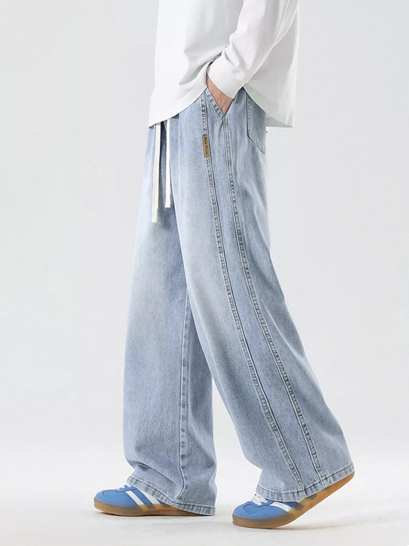 Men's Full Size Wash Wide Leg Jeans Plus Size
