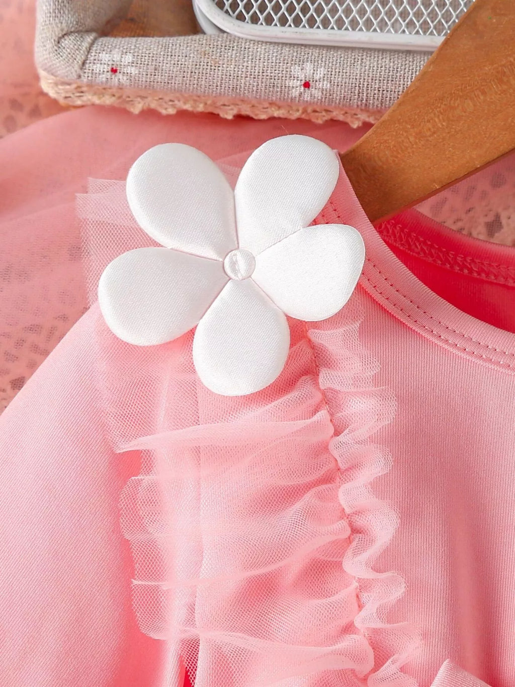 Children's Bow Decor Ruffle Trim Dress