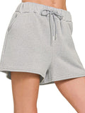 Zenana Fleece Drawstring Short Pants With Pockets