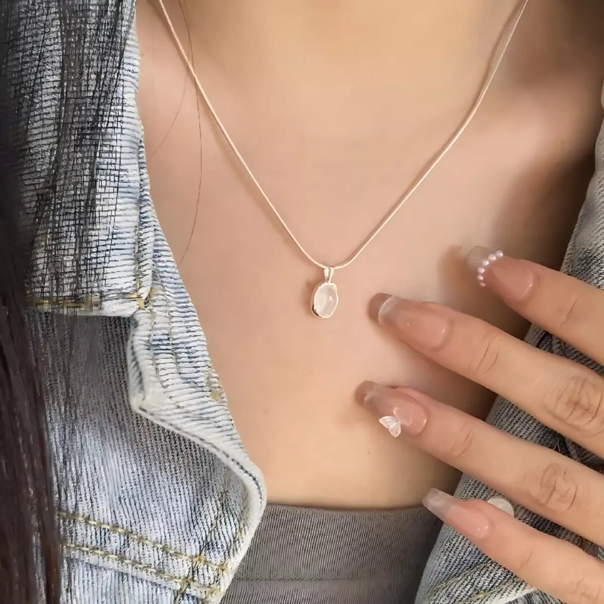 925 Sterling Silver Agate Pendant Necklace