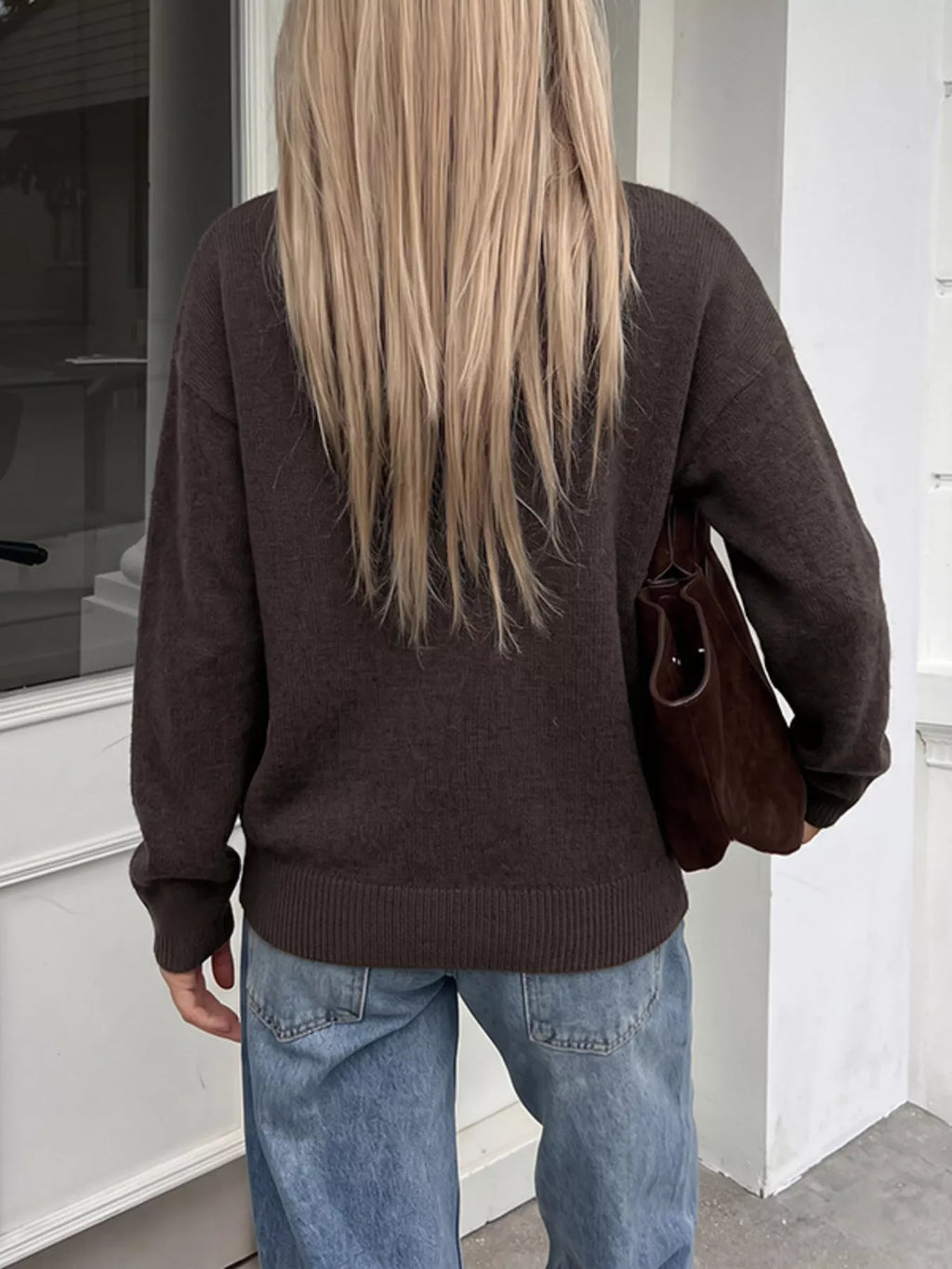 Crew Neck Button-Up Cardigan