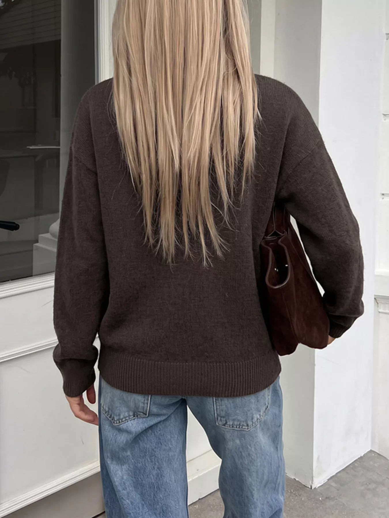 Crew Neck Button-Up Cardigan
