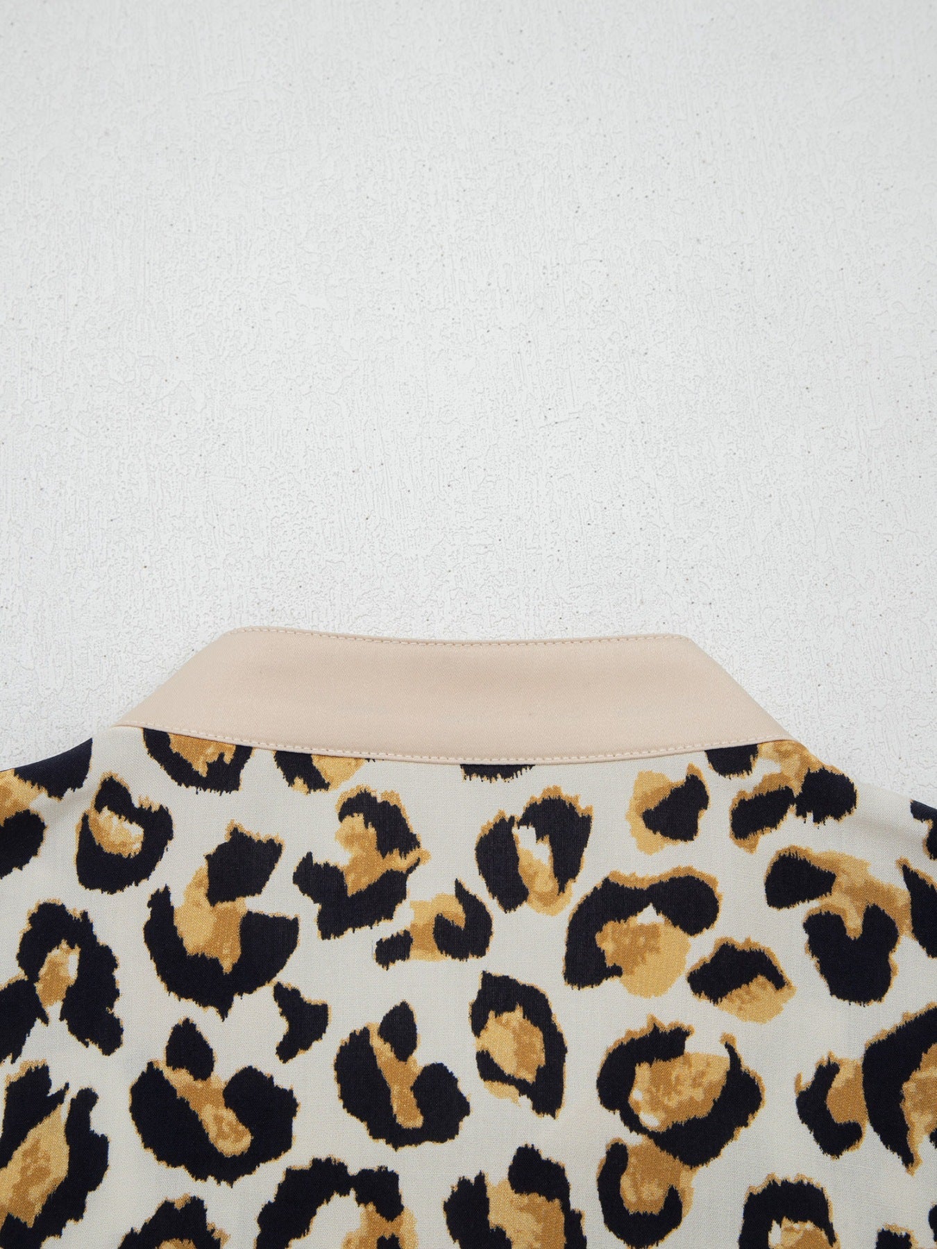 Mixed Leopard Patchwork 3/4 Sleeve Loose Shirt