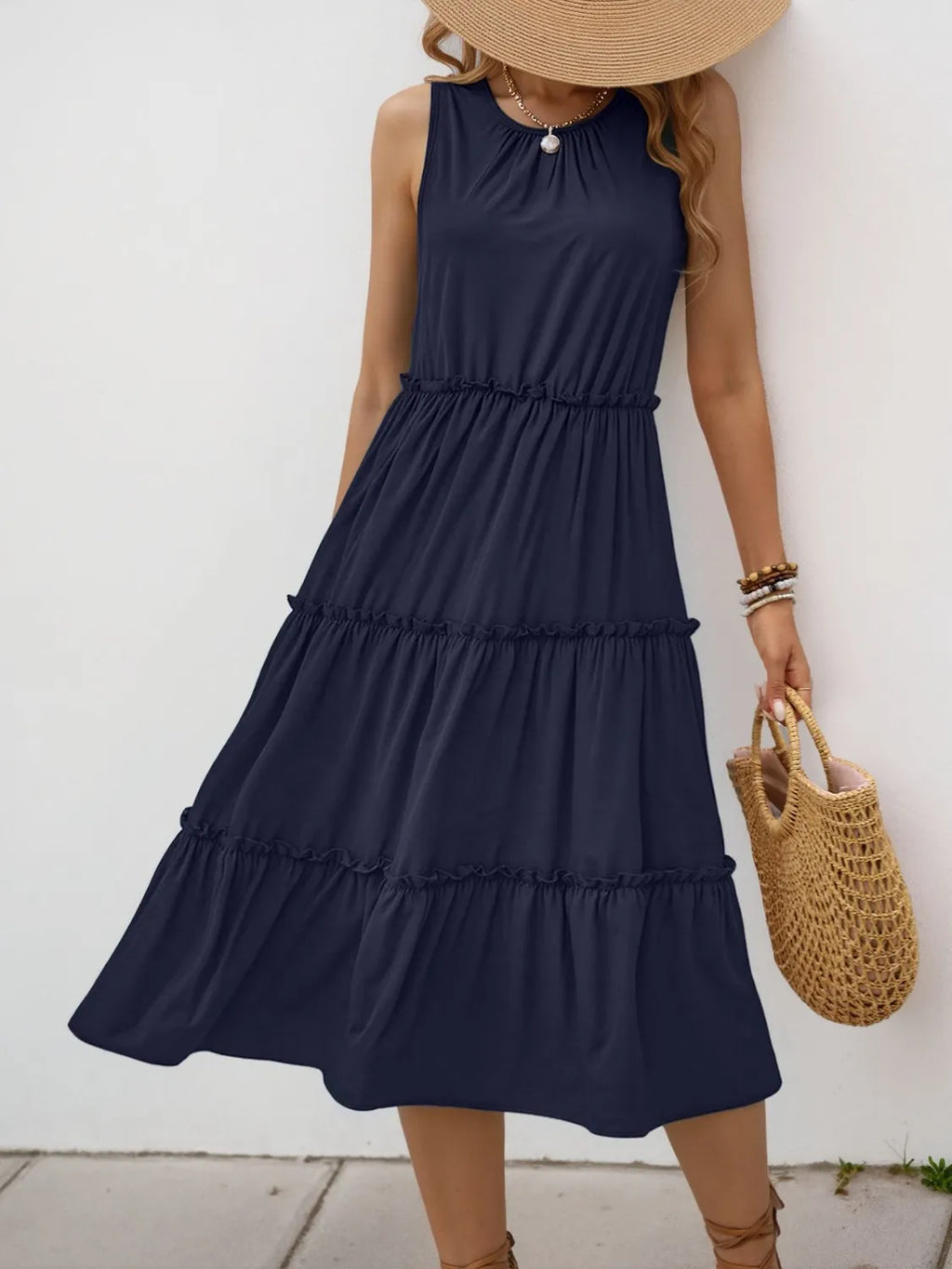 Frill Tiered Midi Dress