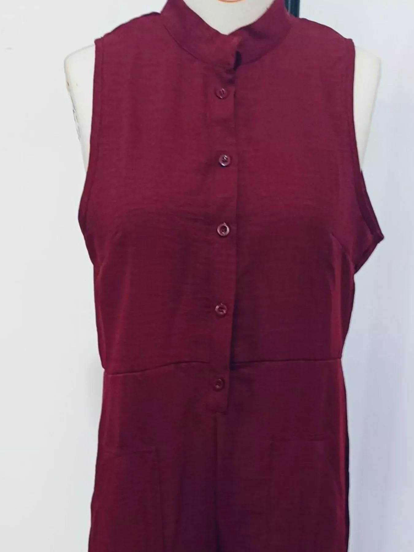 Full Size Button Front Sleeveless Jumpsuit Plus Size