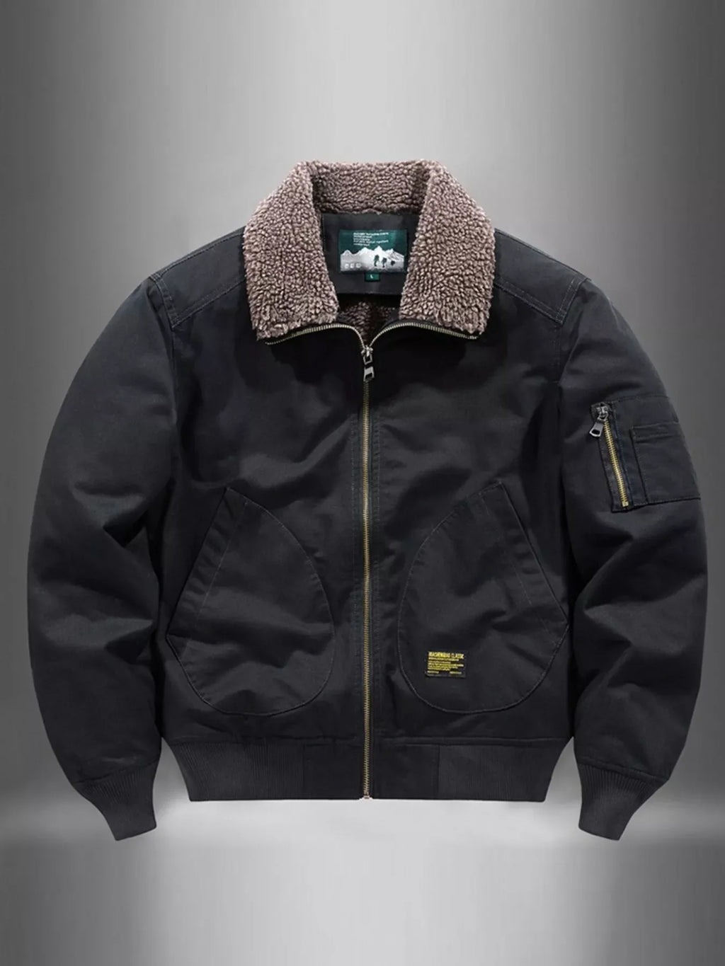Men's Plus Size Zip Up Fur Collar Jacket