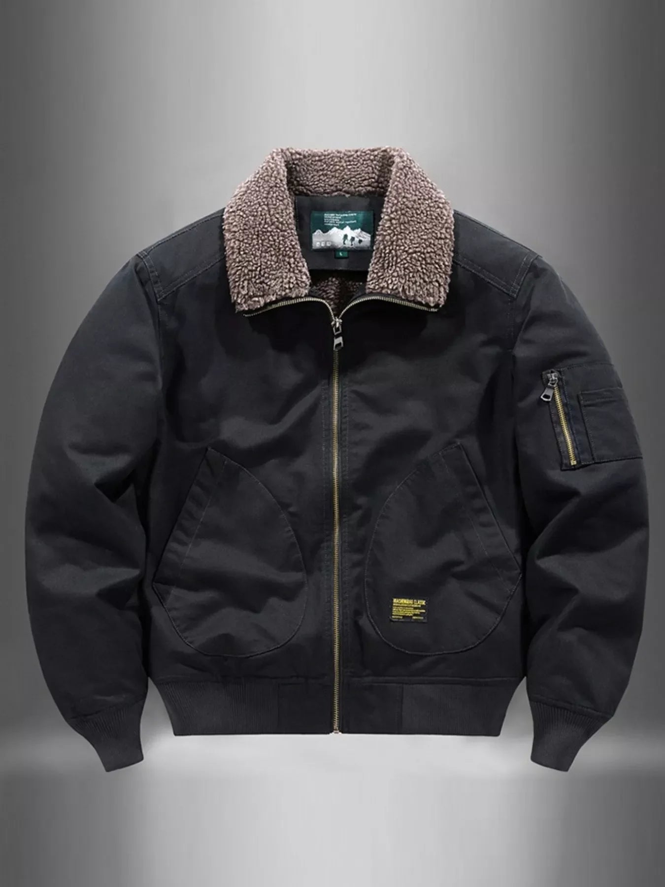 Men's Plus Size Zip Up Fur Collar Jacket