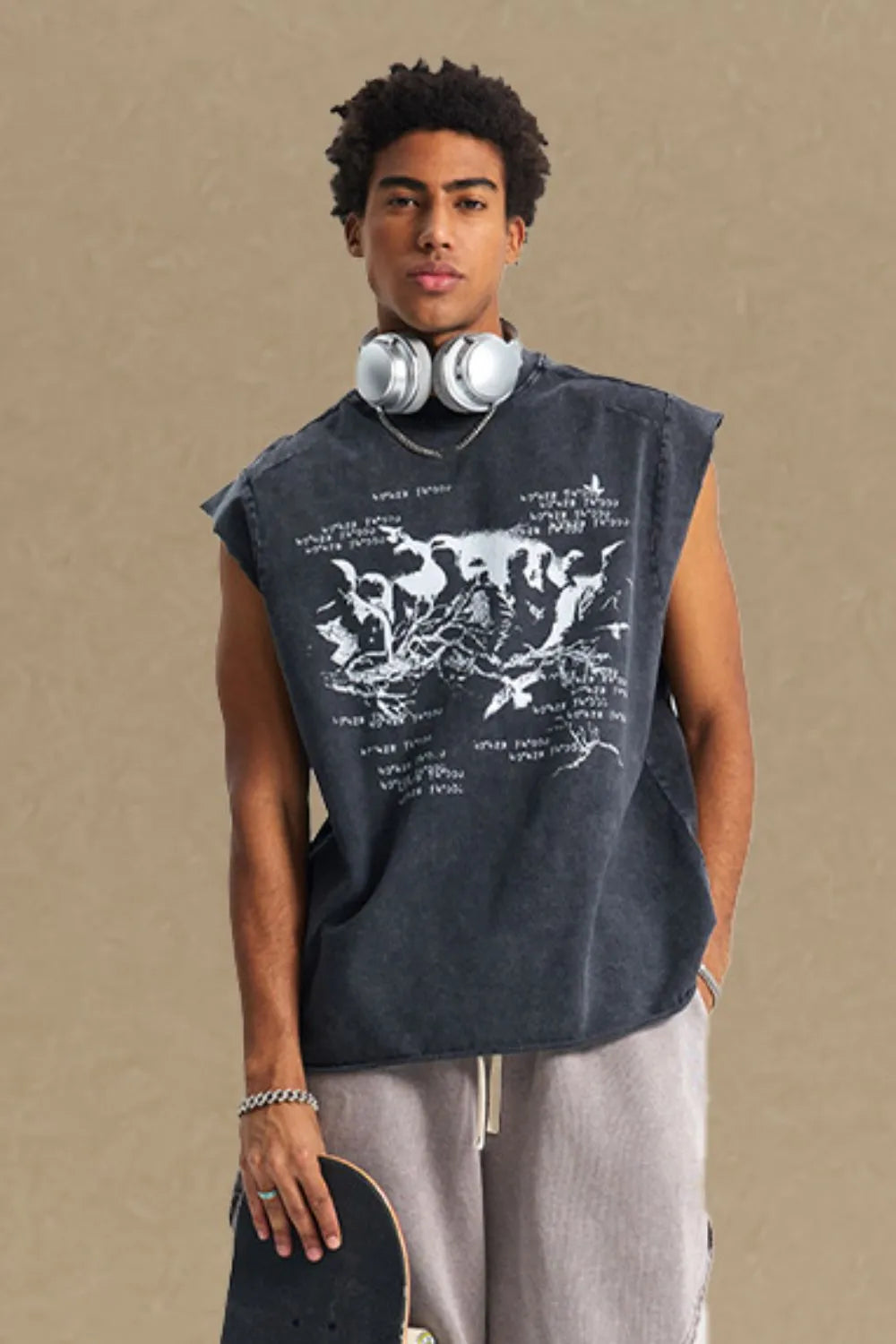 Men's Round Neck Graphic Tank