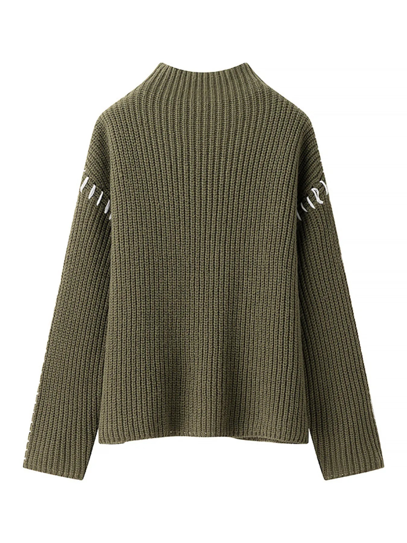Contrast Mock Neck Long Sleeve Sweater