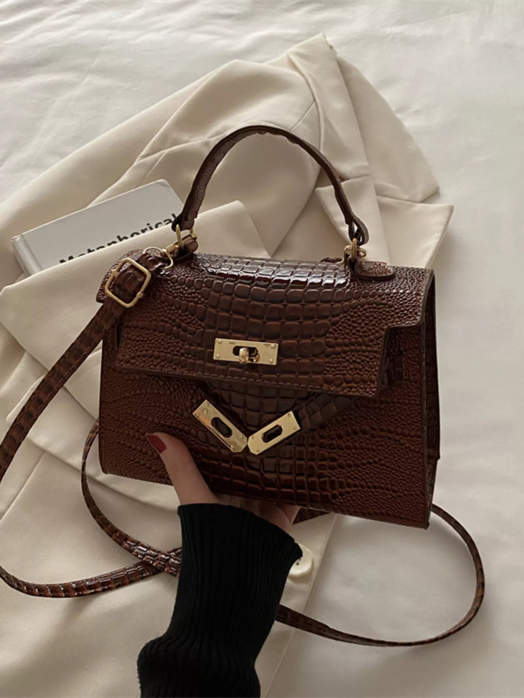 Embossed Flap Crossbody Bag