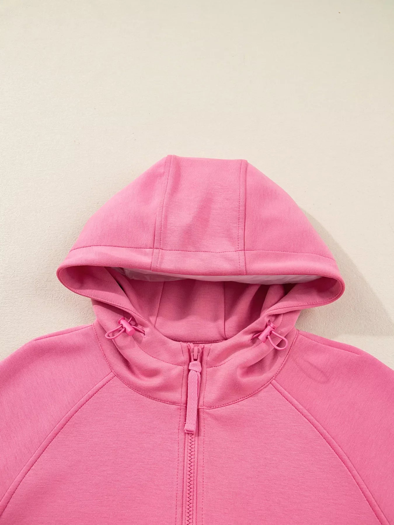 Solid Color Zip Up Hoodie Drawstring Loose Pants Set
