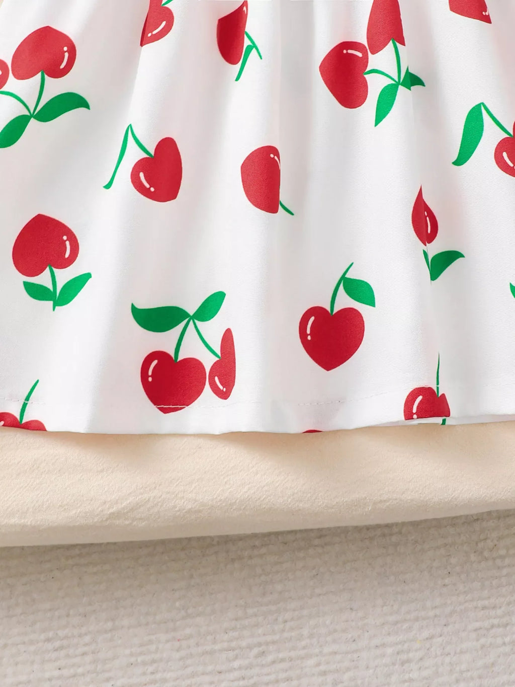 Children's Cherry Print Bow Decor Dress