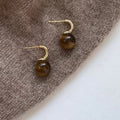 Tiger Eye Ball Drop Earrings