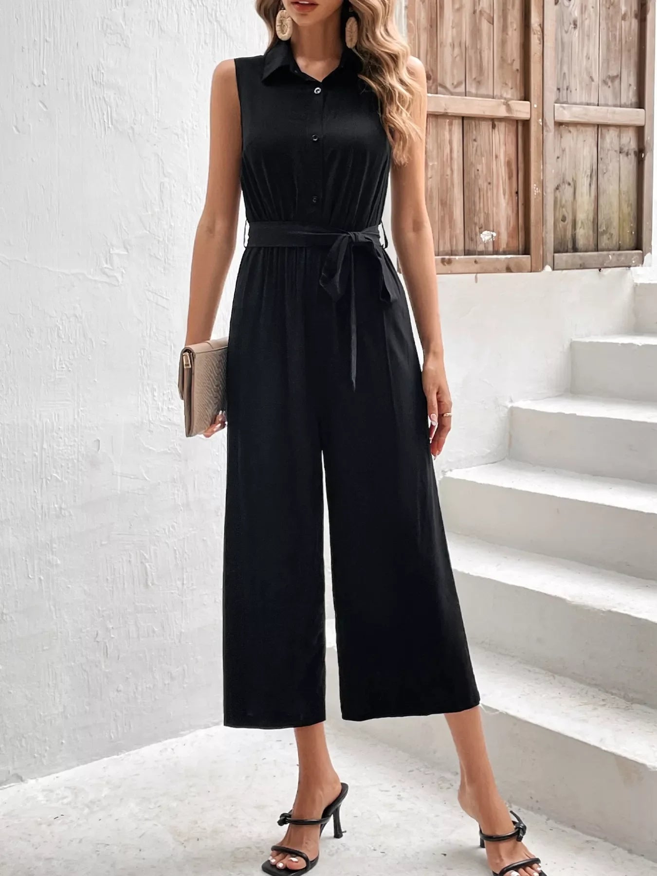 Sleeveless Wide Leg Jumpsuit