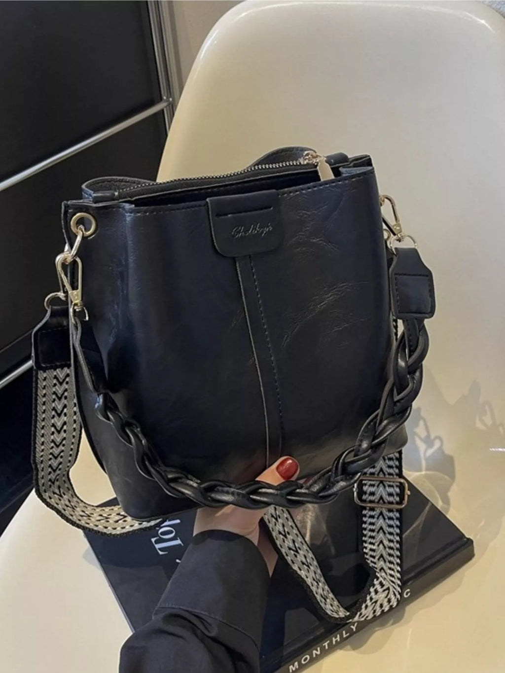 Braided Handle Crossbody Bag