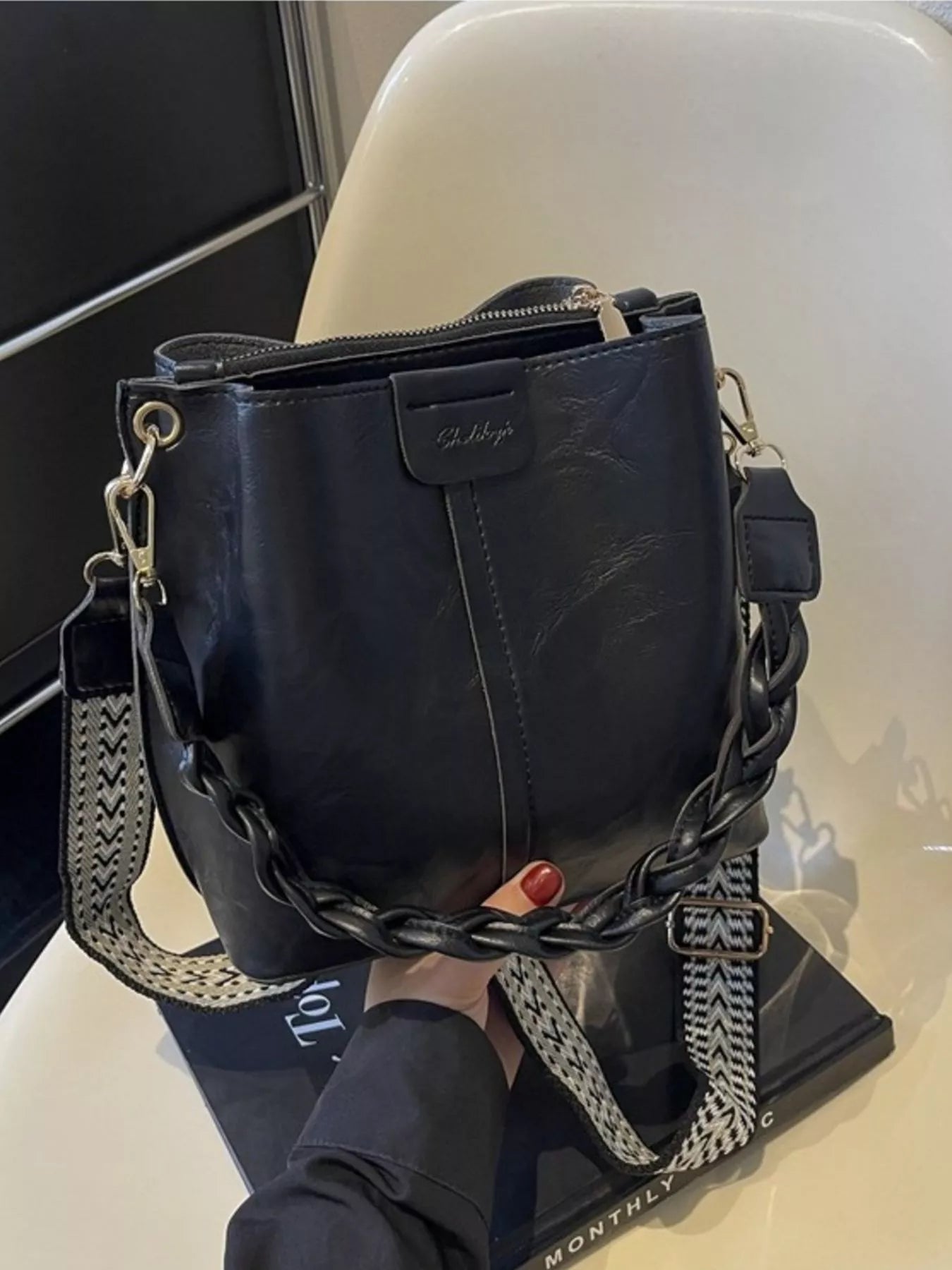 Braided Handle Crossbody Bag