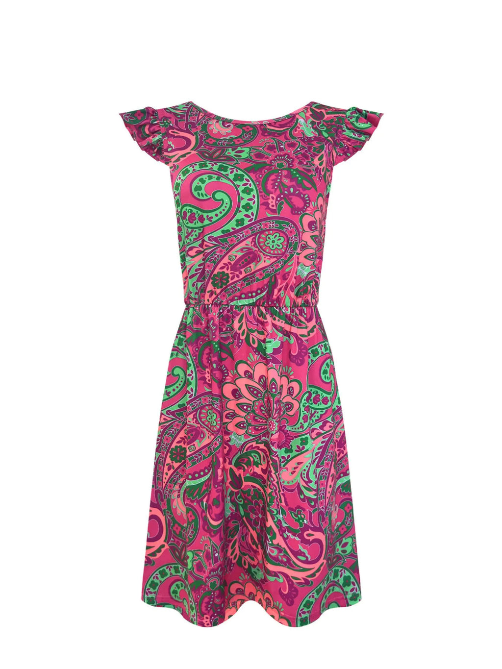 Paisley Print Ruffle Sleeve Mini Dress