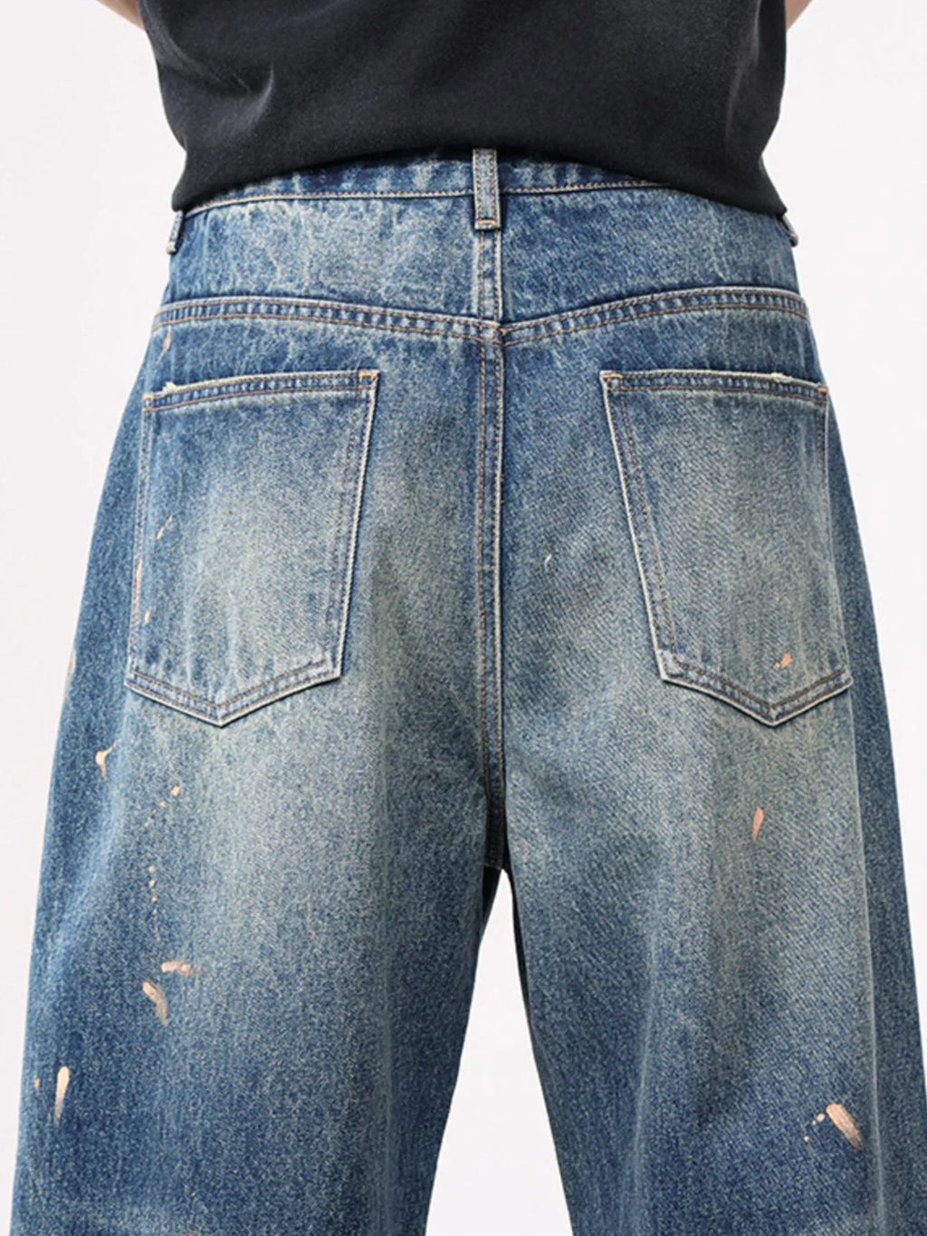 Men's Full Size Distressed Wide Leg Vintage Jeans Plus Size