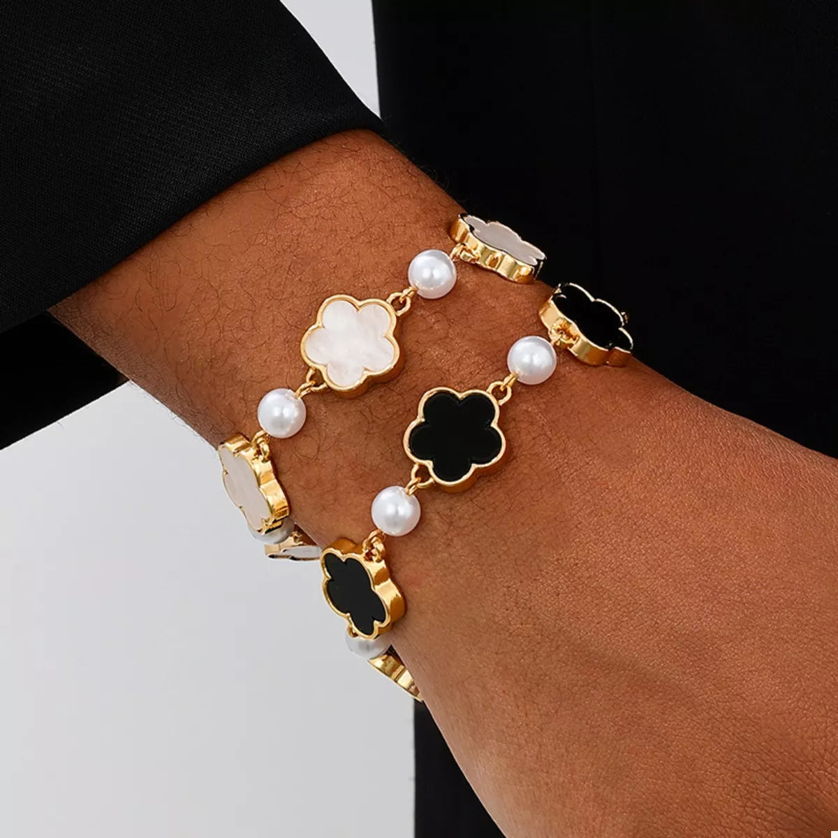 18k Gold-Plated Alloy Flower Bracelet