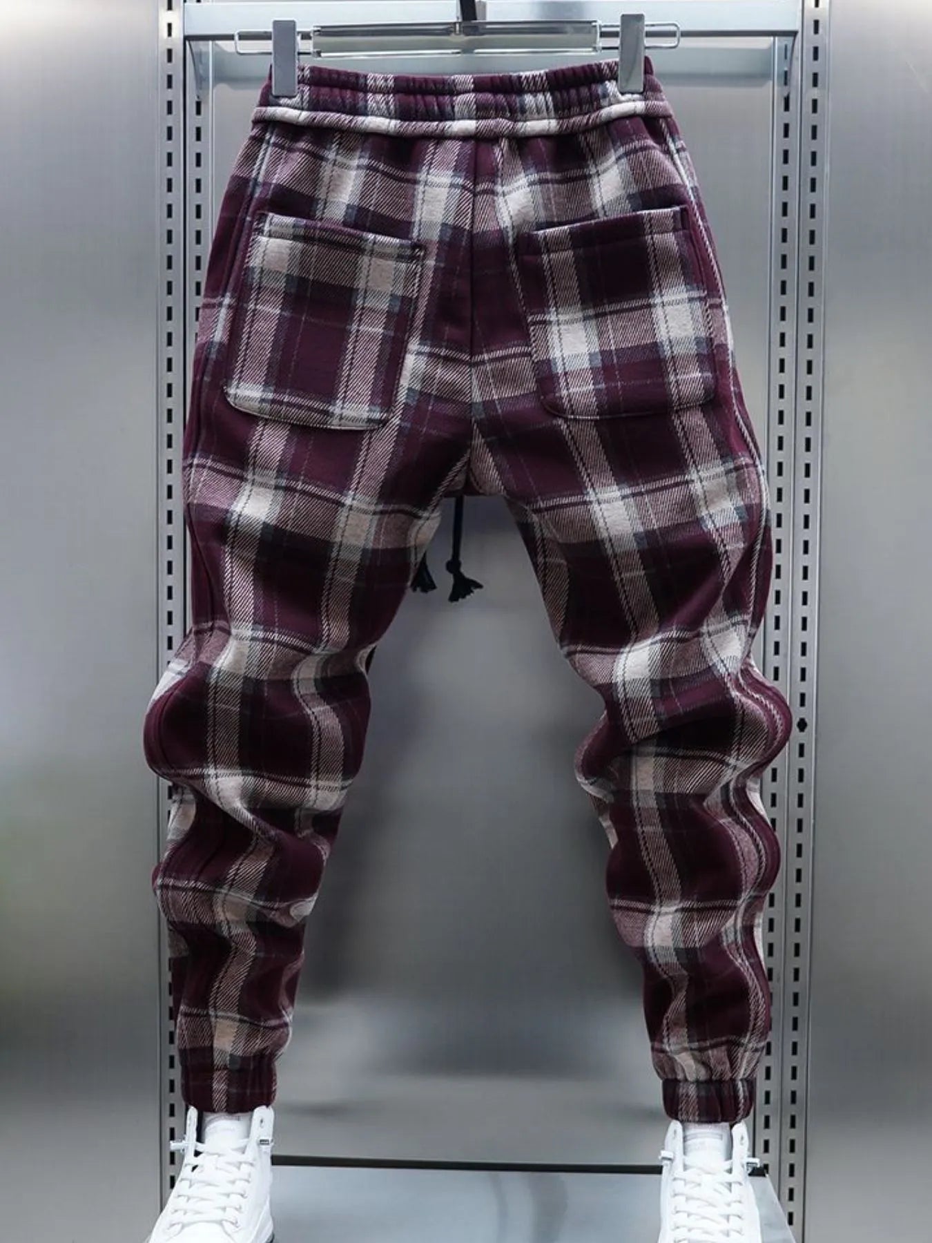 Men's Plus Size Plaid Drawstring Joggers