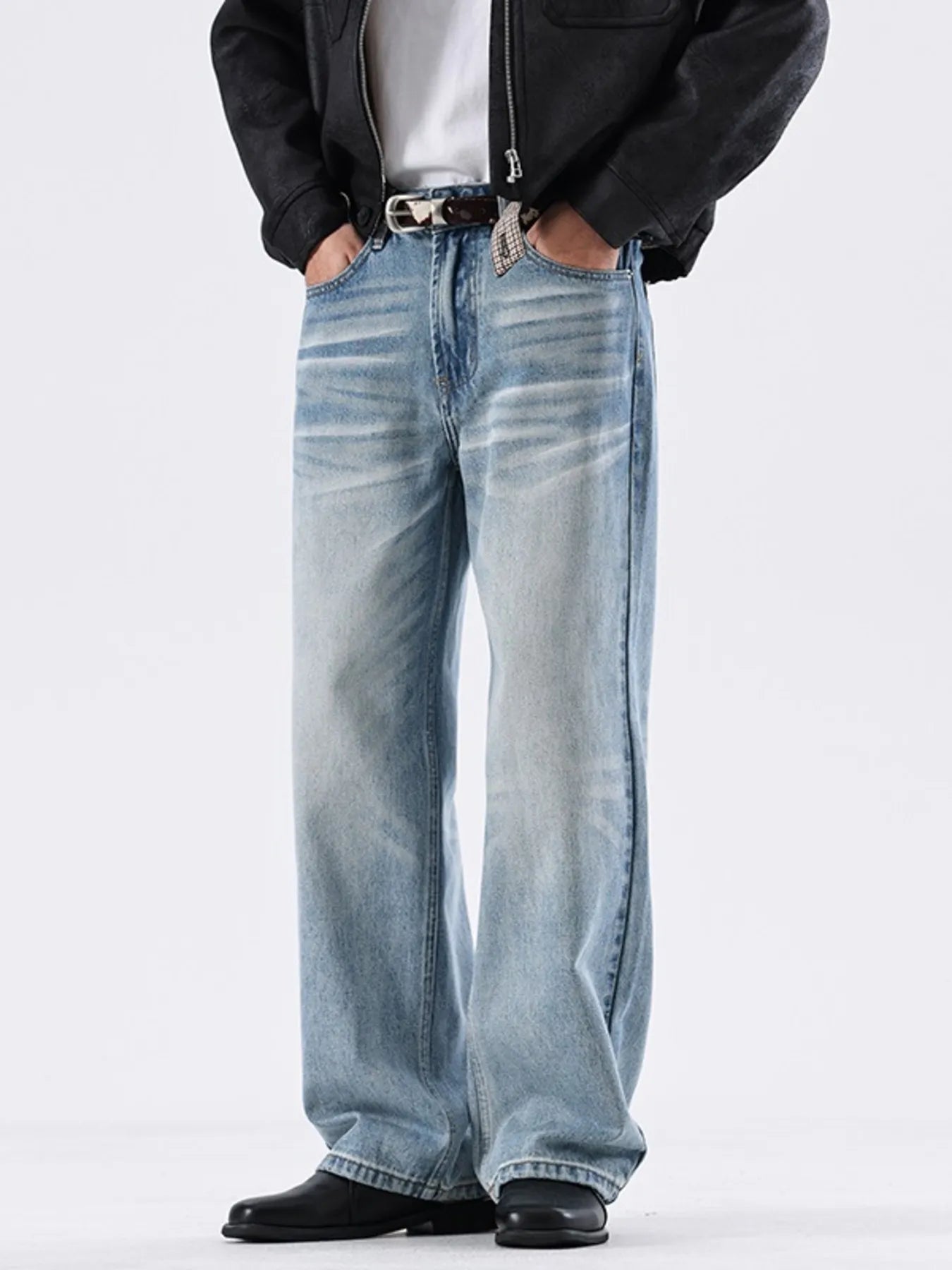 Men's Full Size Washed Wide Leg Relaxed Fit Jeans