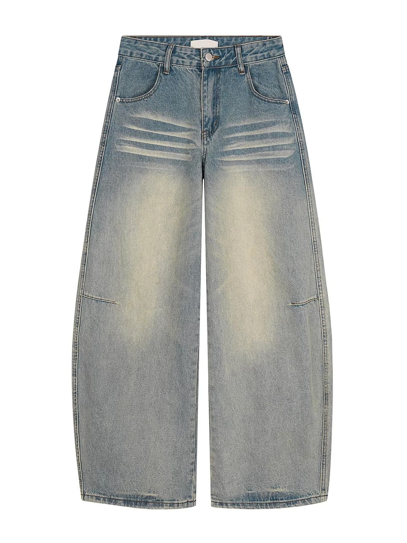 Men's Full Size Vintage Wash Wide Leg Jeans Plus Size