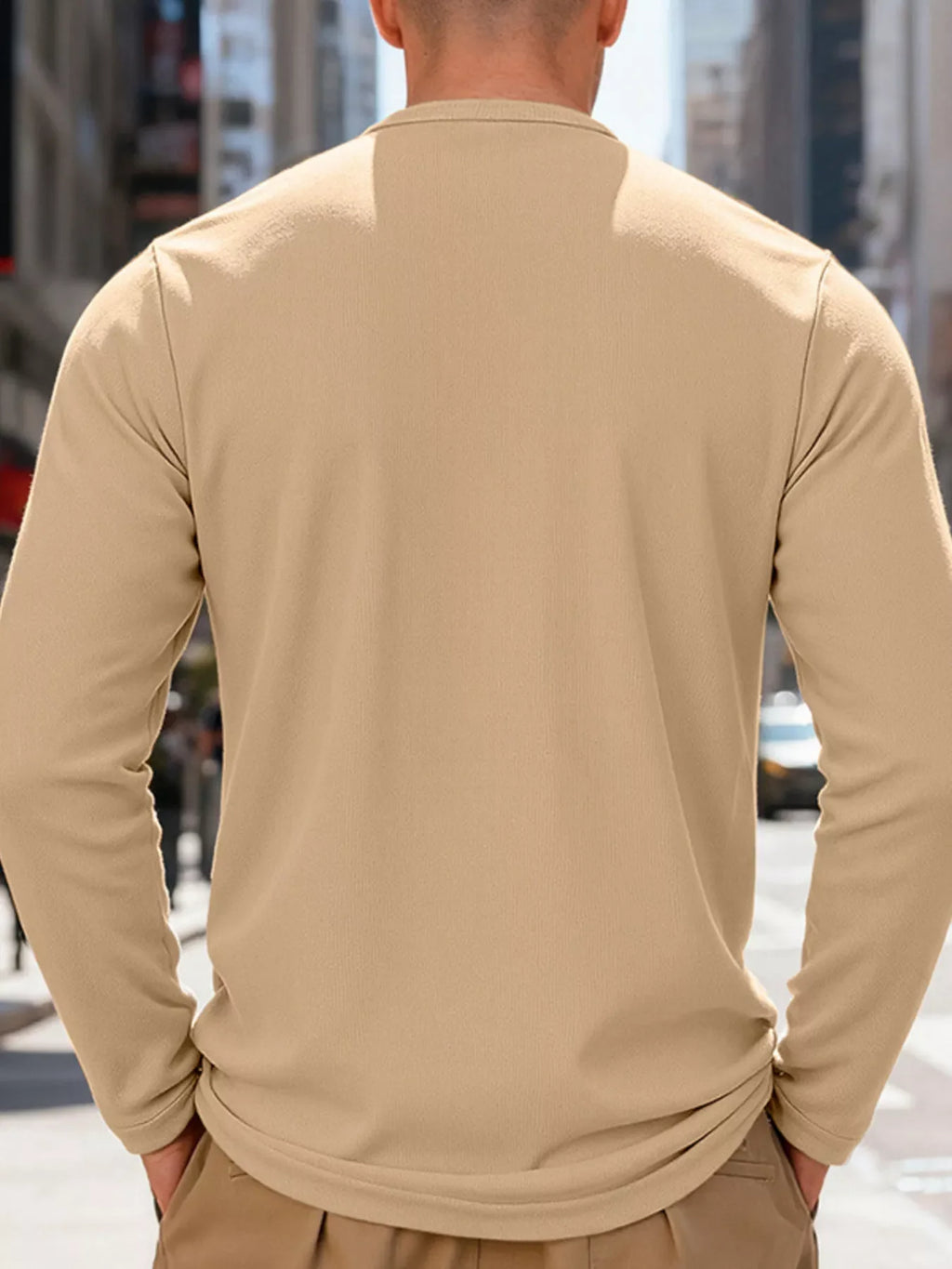 Men's Full Size Casual Henley Long Sleeve T-Shirt Plus Size