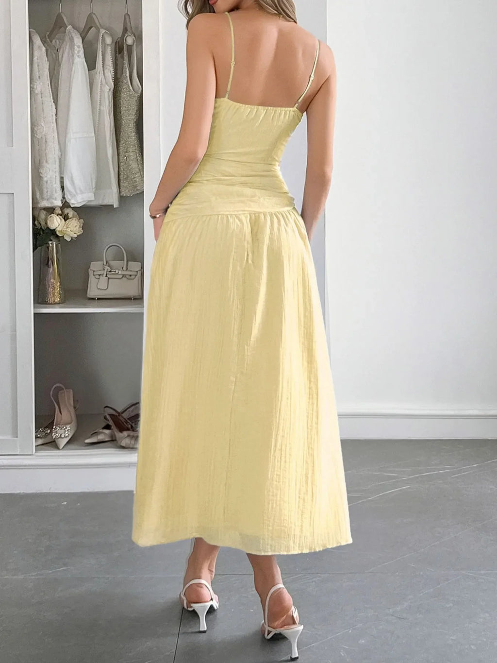 Cutout V-Neck Sleeveless Midi Dress