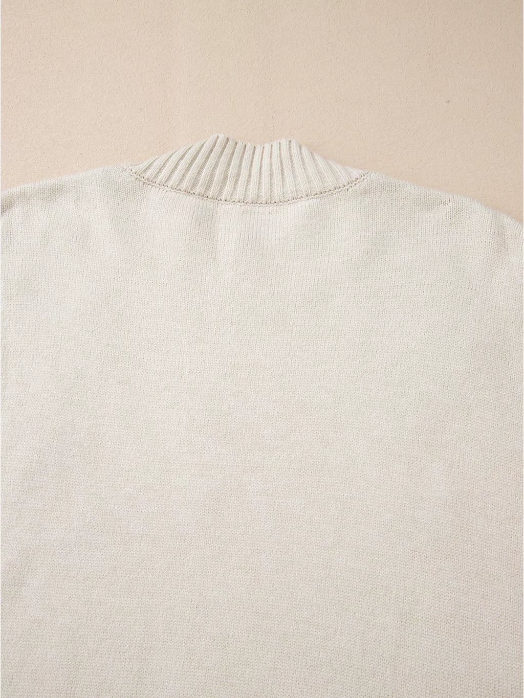 Flower Stitching Mock Neck Sweater
