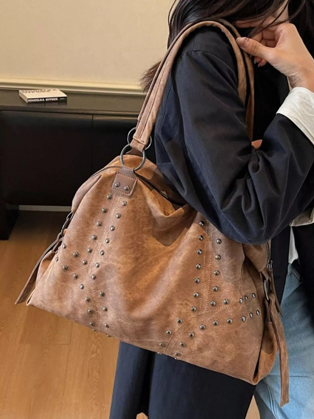 Studded Vintage-Style Handbag