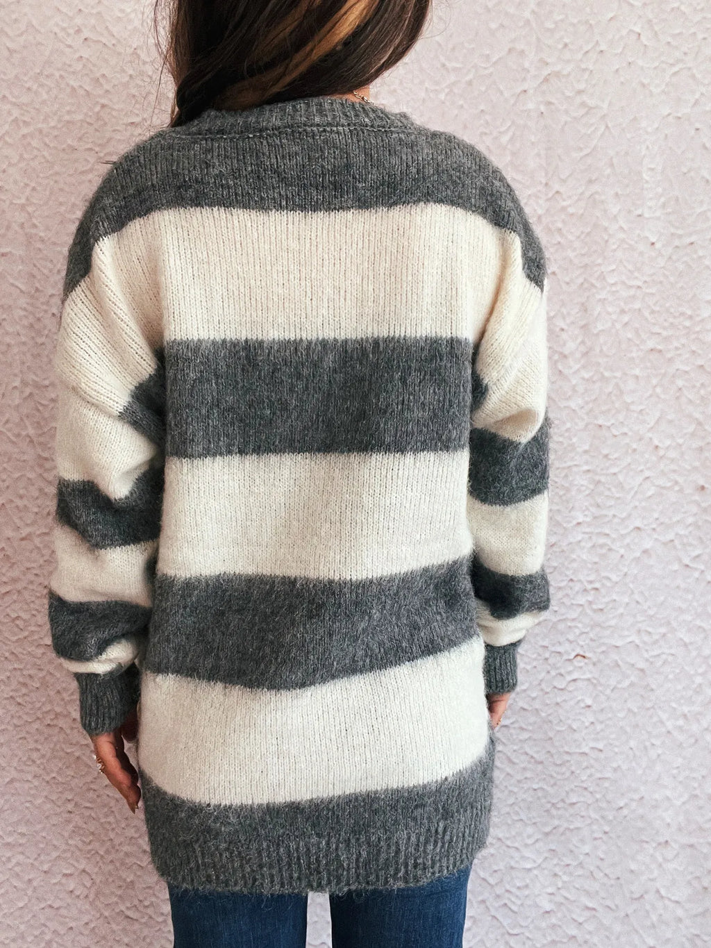 Striped Contrast Long Sleeve Sweater
