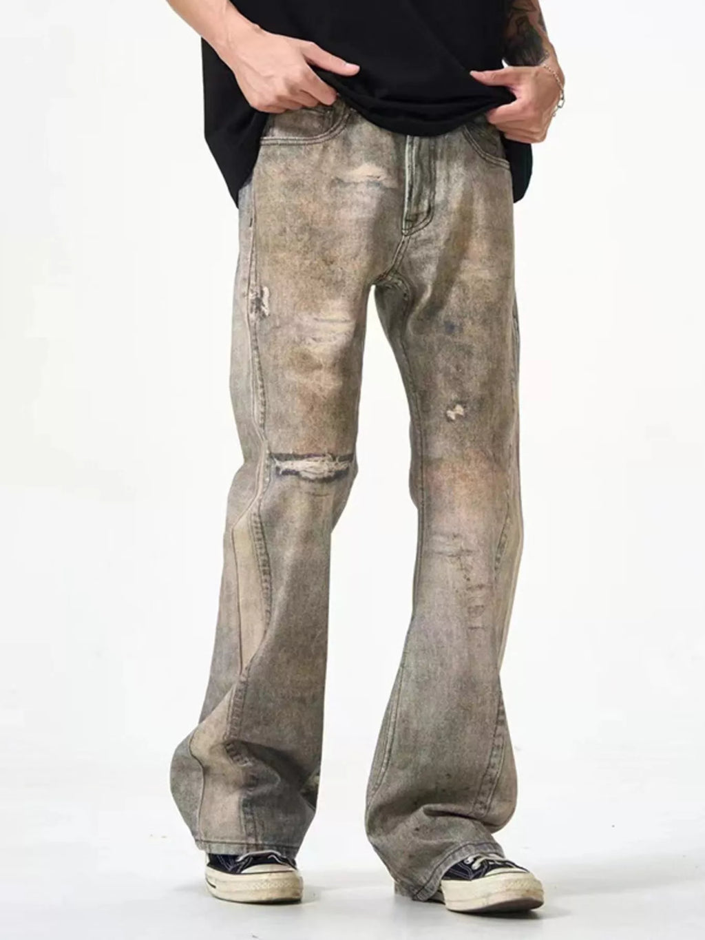 Men's Full Size Distressed Loose Fit Jeans Plus Size