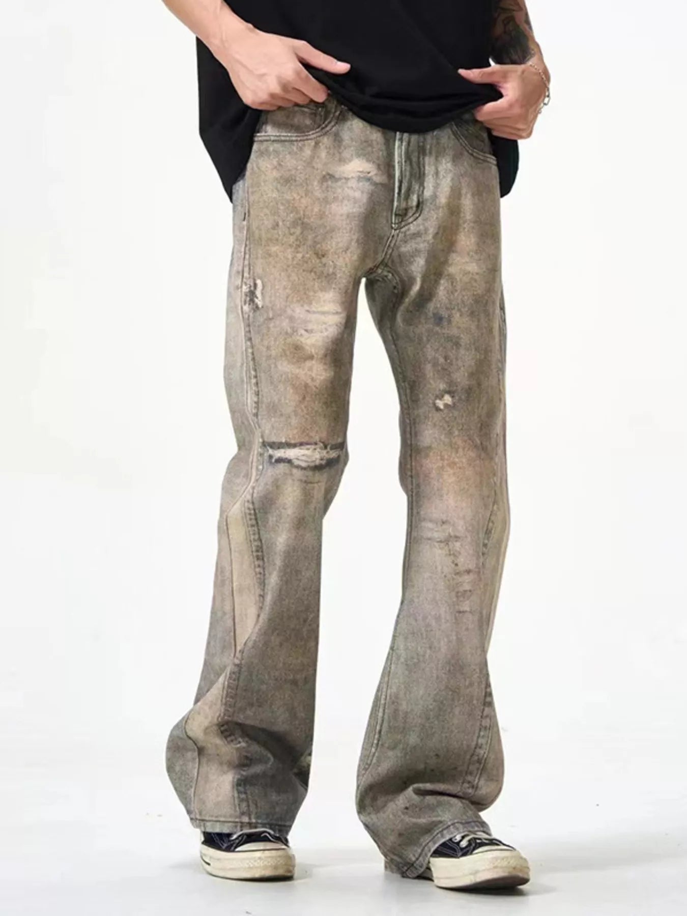 Men's Full Size Distressed Loose Fit Jeans Plus Size