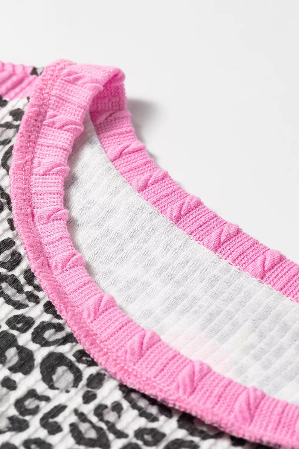 Leopard Heart Print Colorblock Pullover Blouse