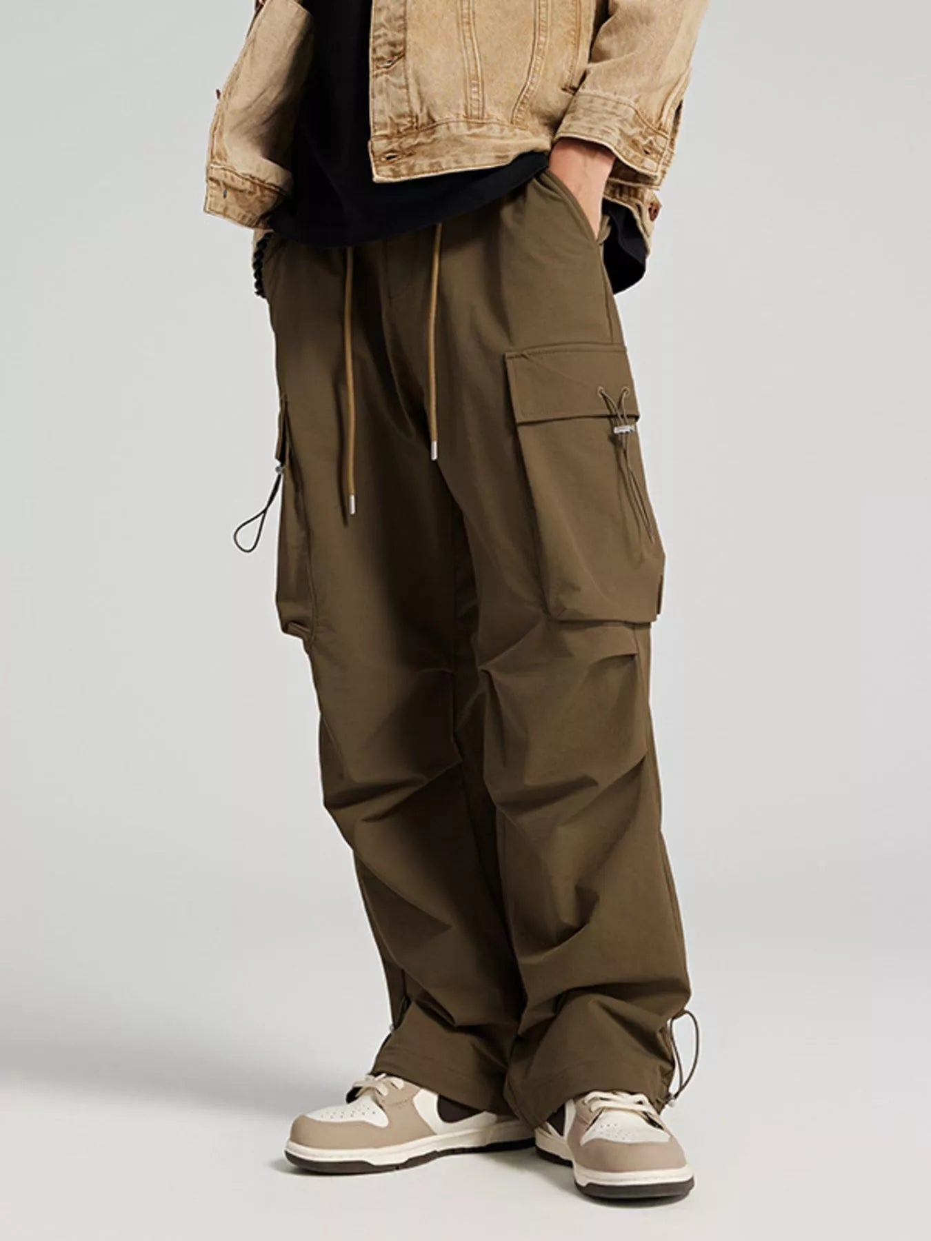 Men's Wide Leg Pants with Cargo Pockets