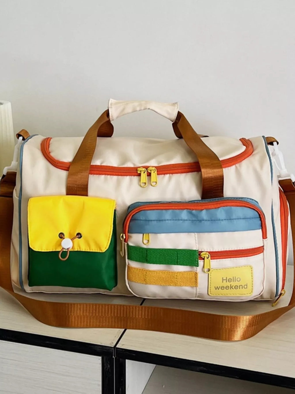 Multi-Pocket Color-Block Travel Bag
