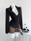 Lace Trim Slim Fit Shirt