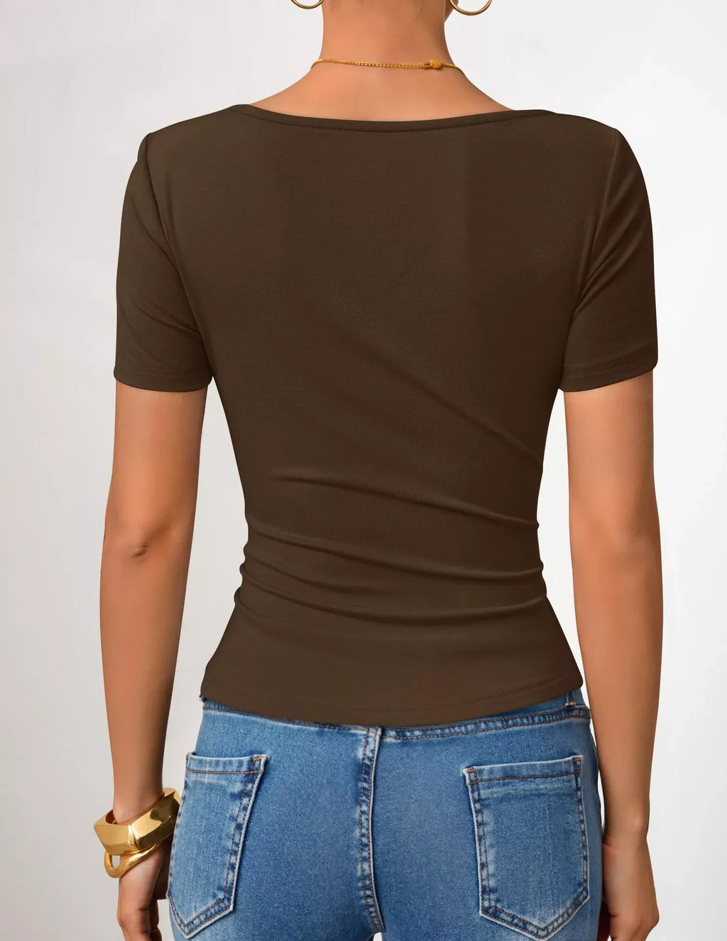 Asymmetrical Neckline Fitted T-Shirt